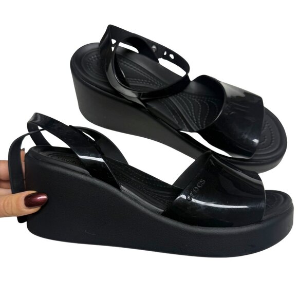 Crocs Brooklyn Ankle Strap Wedge Sandals – Black – Women’s Size 8 – New Without - Picture 2 of 9